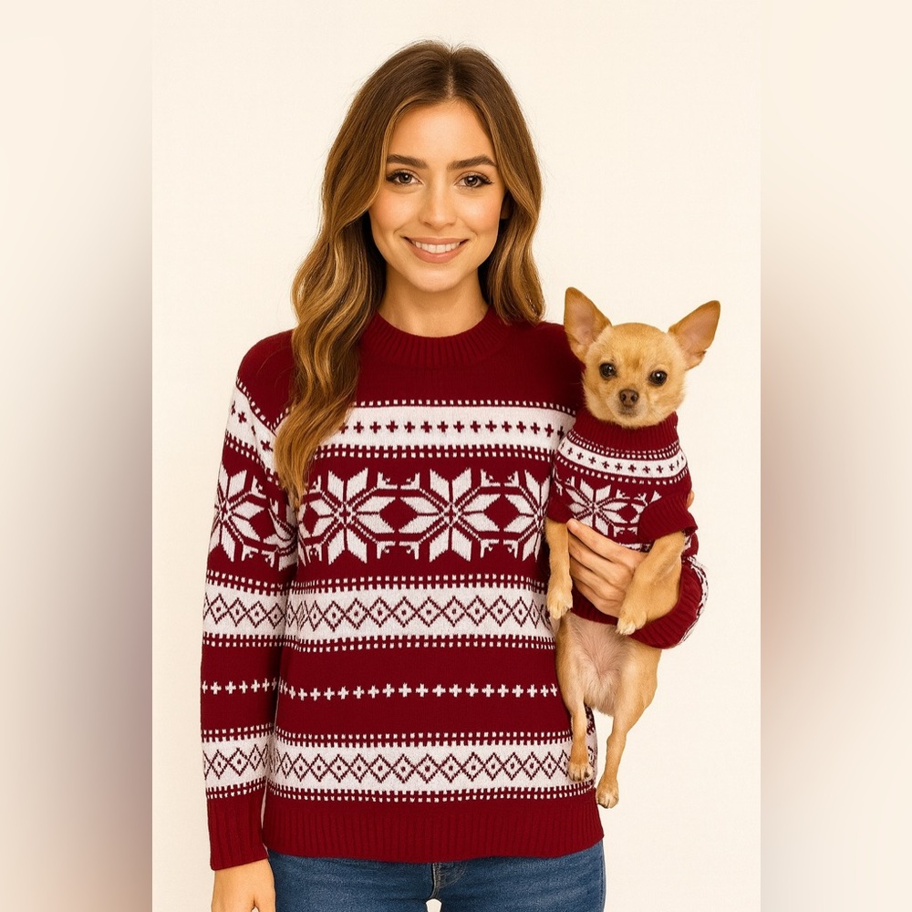 Mom & Puppy Matching Christmas Sweaters Dogmom XS & Dog S NWT